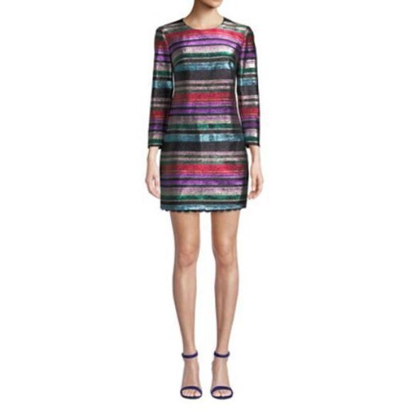 Trina Turk Occasion Metallic Striped Shift Dress NWT Size 2 - Picture 1 of 9